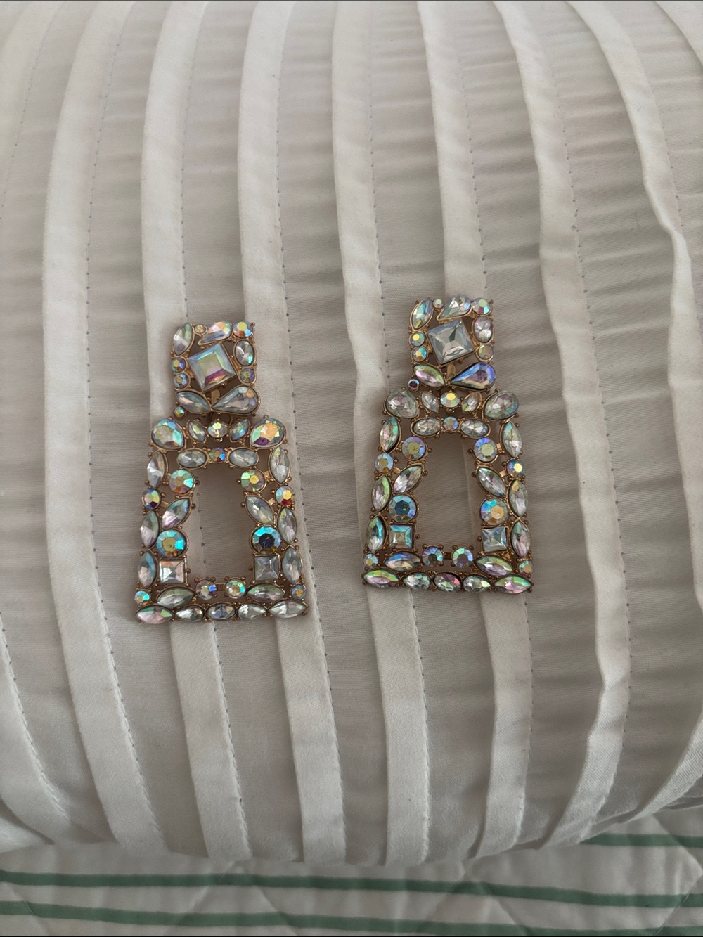Zara Iridescent Crystal Drop Statement Earrings